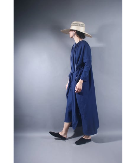 4.Drop-dress / Cotton silk Khadi /Evening blue
