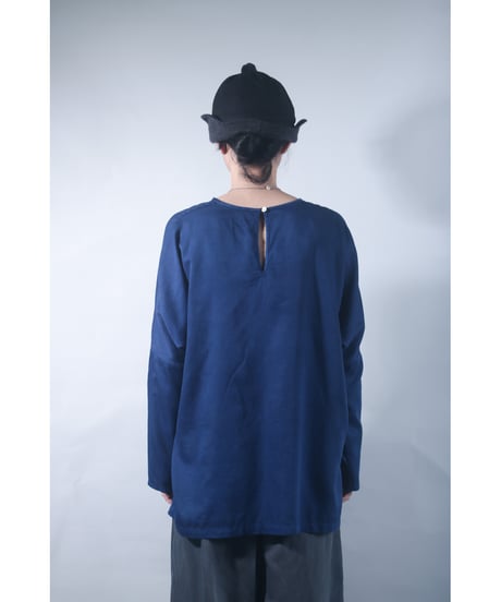 1.Fendo-Long sleeve / Organic cotton satin /Night blue