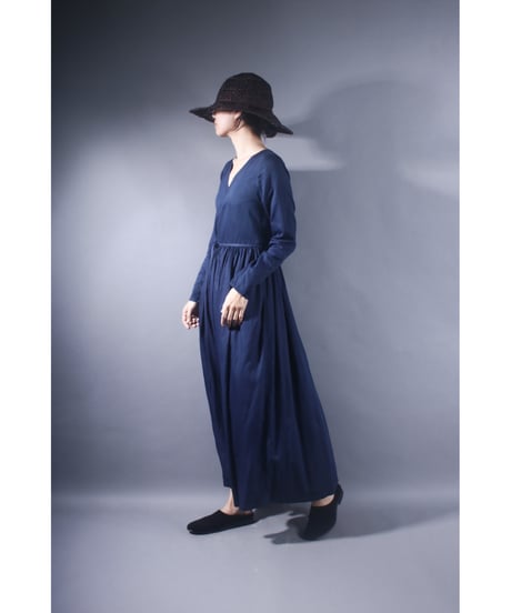 2.Lilith(Eva)-Long sleeve dress/Organic cotton satin/Size-1/Grayish blue
