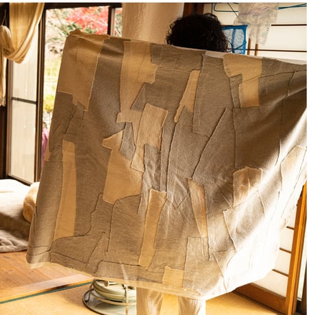 シルッキアップサイクルブランケット -silk and wool- Gray and White