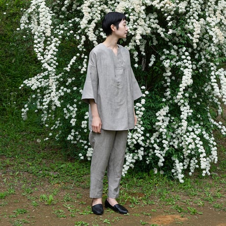 シルッキフレアスリーブチュニック -SILKKI LINEN- Charcoal brown
