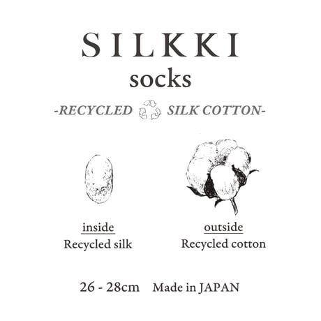 ［6色展開］シルッキソックス -リサイクルシルクコットン- 26-28cm