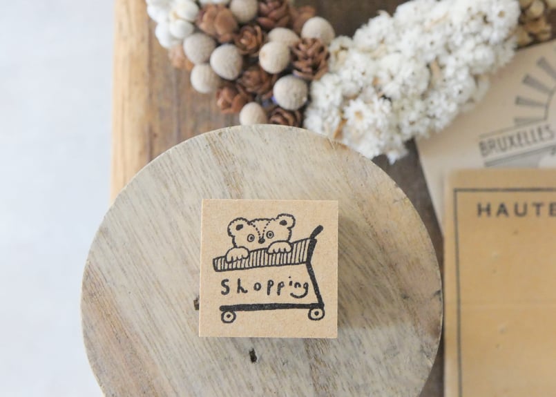 ラバースタンプ25mm『クマのshopping』 | トビマツショウイチロウ