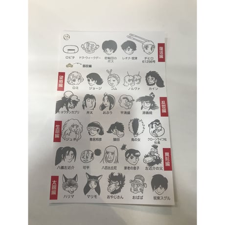 手染めてぬぐい火の鳥 劇中人物ならべ