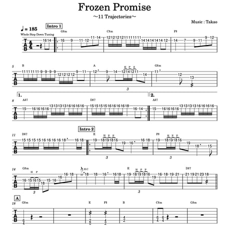 Frozen Promise Gt TAB譜&カラオケ音源