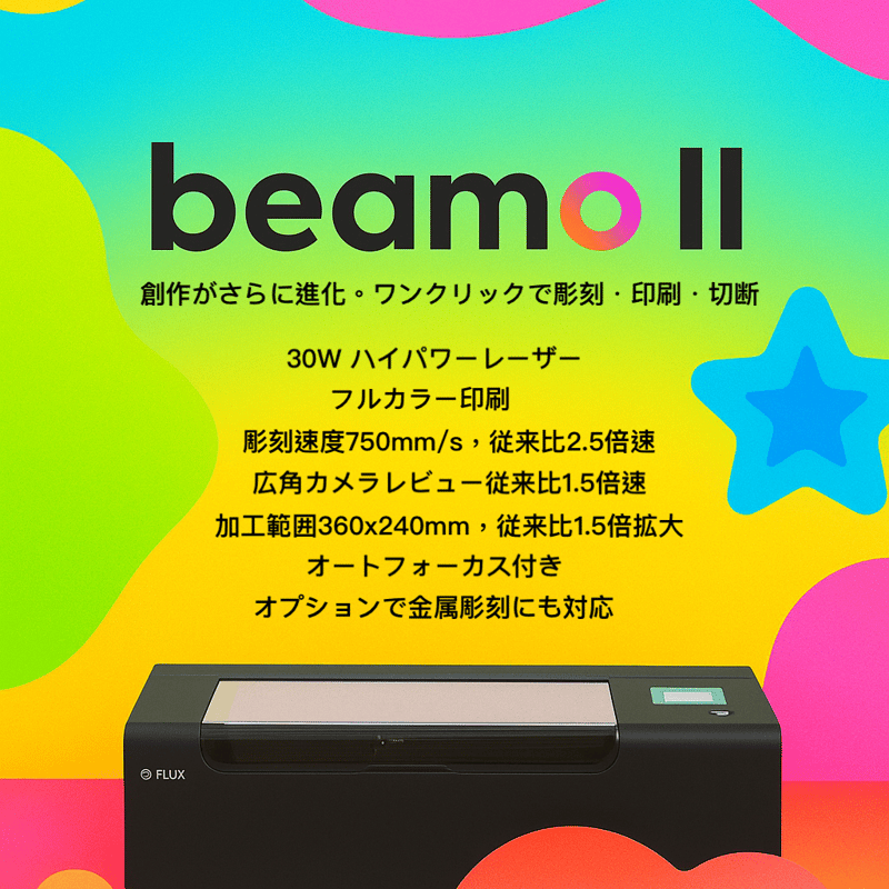 正規代理店　新品　保証付 beamo II 30W CO2 レーザー加工機 CO2レーザー加工機 beamo 30W - 小型レーザーカッターの決定版 – FLUX