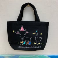 手描きミニトート(黒)ひーじゃーの散歩