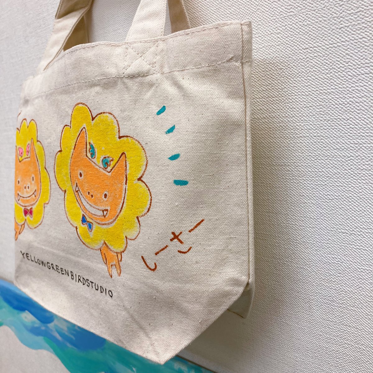 手描きトートバッグ（小）しーさーしーさー | きみどりのとりスタジオ