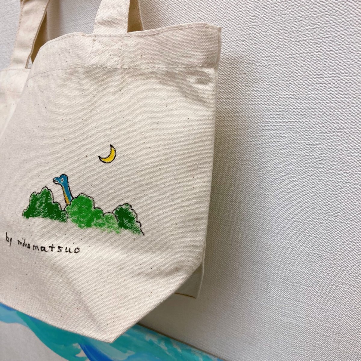 手描きトートバッグ（小）ブラキオサウルス | きみどりのとりスタジオ