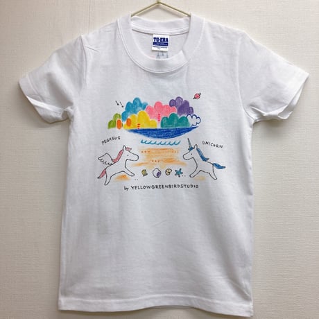 手描きTシャツ(120cm)ユニコーンとペガサス