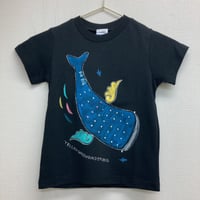 手描きTシャツ〜ジンベイザメ(黒)〜ALL SIZE(90/100/110/120/140/160cmS/M/L)