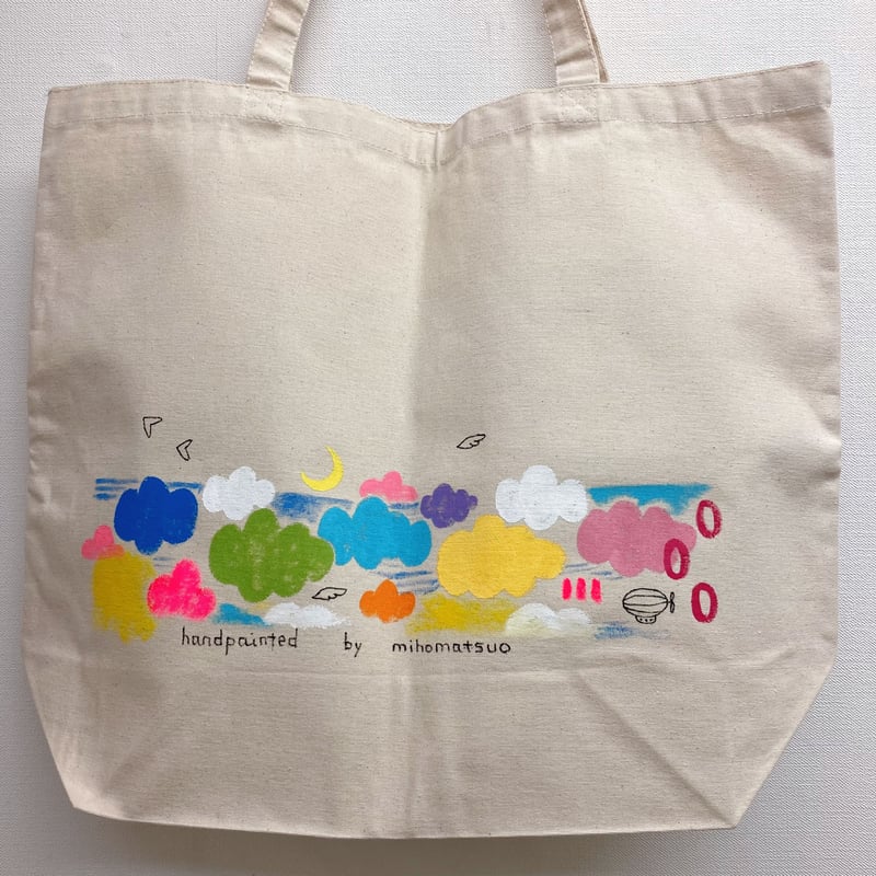 手描きトートバッグ（特大）雲の森 | きみどりのとりスタジオ 
