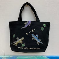 手描きミニトート(黒)やーるー