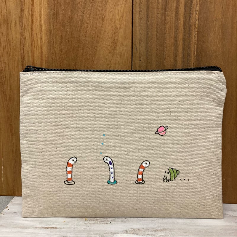 手描きフラットポーチ〜ちんあなご&にしきあなご〜 | きみどりのとり