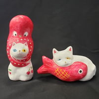 猫に蛸　さくらんぼ　＆　猫に鯛　220603　 相良人形