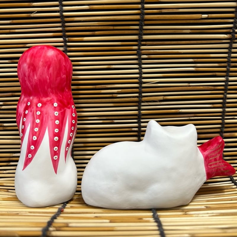 新品 相良人形 猫に蛸 白猫 猫に蛸 プレミアム1 相良人形 | いいべっす山形