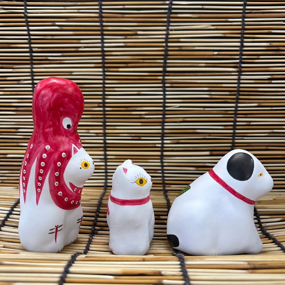 相良人形】猫に蛸 別注とんぼ24 ＆ 仔猫 ＆ 座り狆17 (240716-2