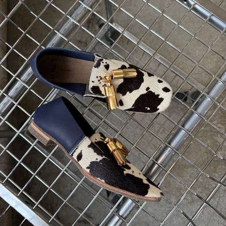 2652-2-37 / SQUARE PONPON / COW PRINTED x NAVY x 531GOLD