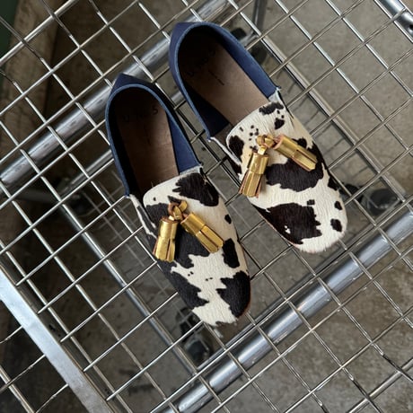 2652-2-37 / SQUARE PONPON / COW PRINTED x NAVY x 531GOLD