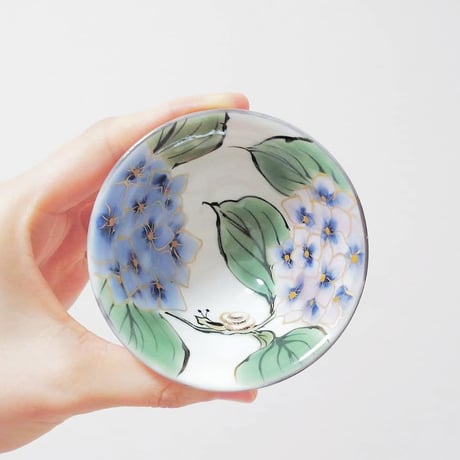 清水焼 陶あん 盃  紫陽花