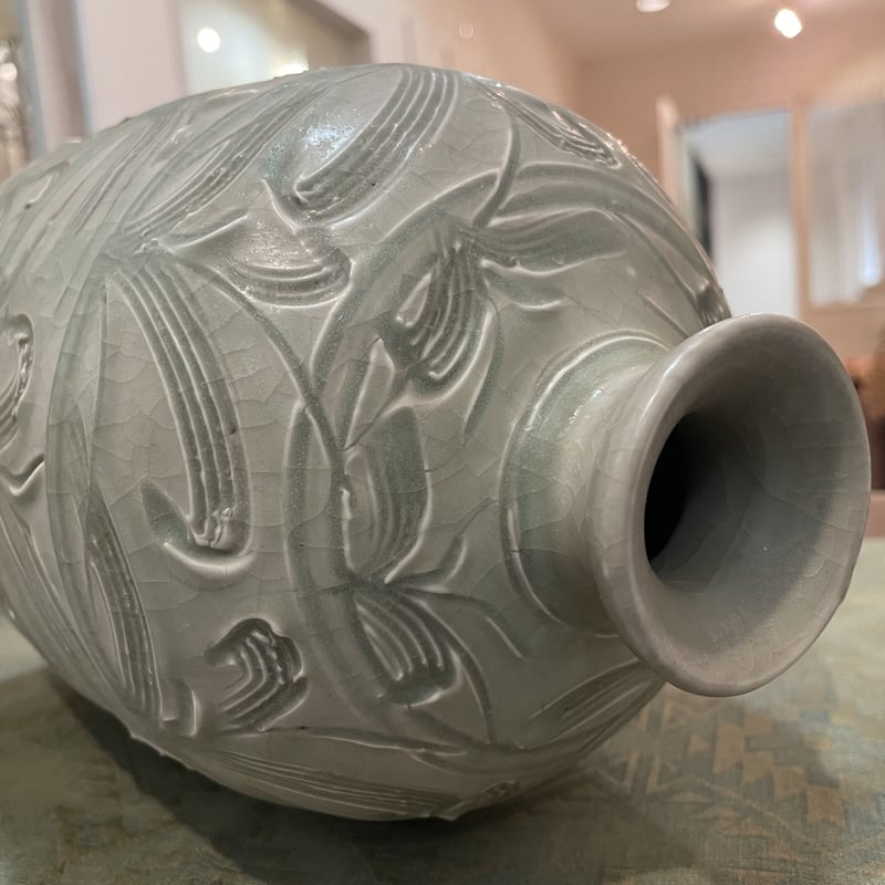 ◆花器　陶器　朱水盤 清水焼 ◆美品　花堂作 000000004237_LMzTqEs.jpg