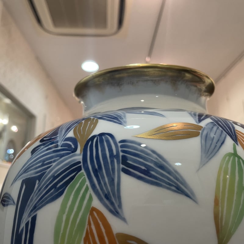 古い大花瓶 大倉陶園 竹笹花瓶 一品作 昭和38年 | つちや陶器店