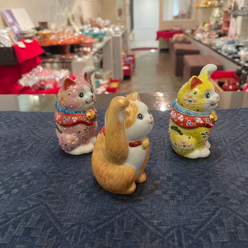 九谷焼 3.3号 招き猫 まねき猫 ピンク盛 | つちや陶器店
