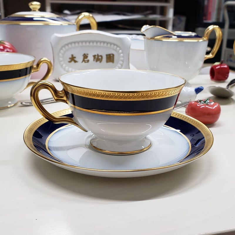 大倉陶園 瑠璃片葉金蝕 ティー・コーヒー碗皿 1客 | つちや陶器店