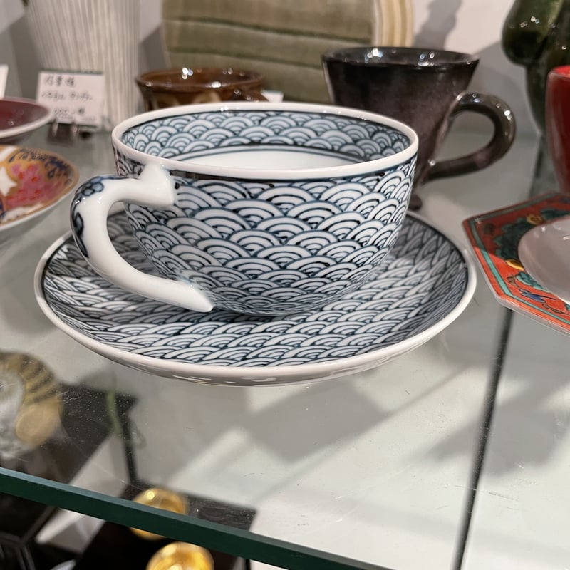 手がき 有田 青海波 碗皿 コーヒー碗皿 | つちや陶器店