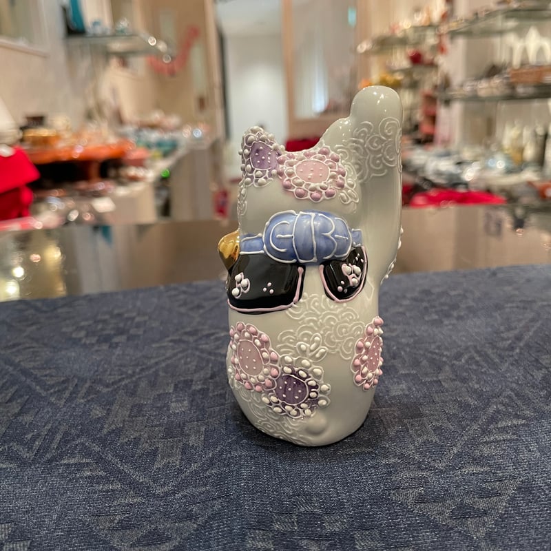 九谷焼 招き猫 まねき猫 花紫 花むらさき | つちや陶器店 九谷焼 招き猫 まねき猫 花紫 花むらさき | つちや陶器店
