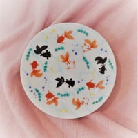 九谷焼  縁起絵変り 金魚 豆皿 KSO-328