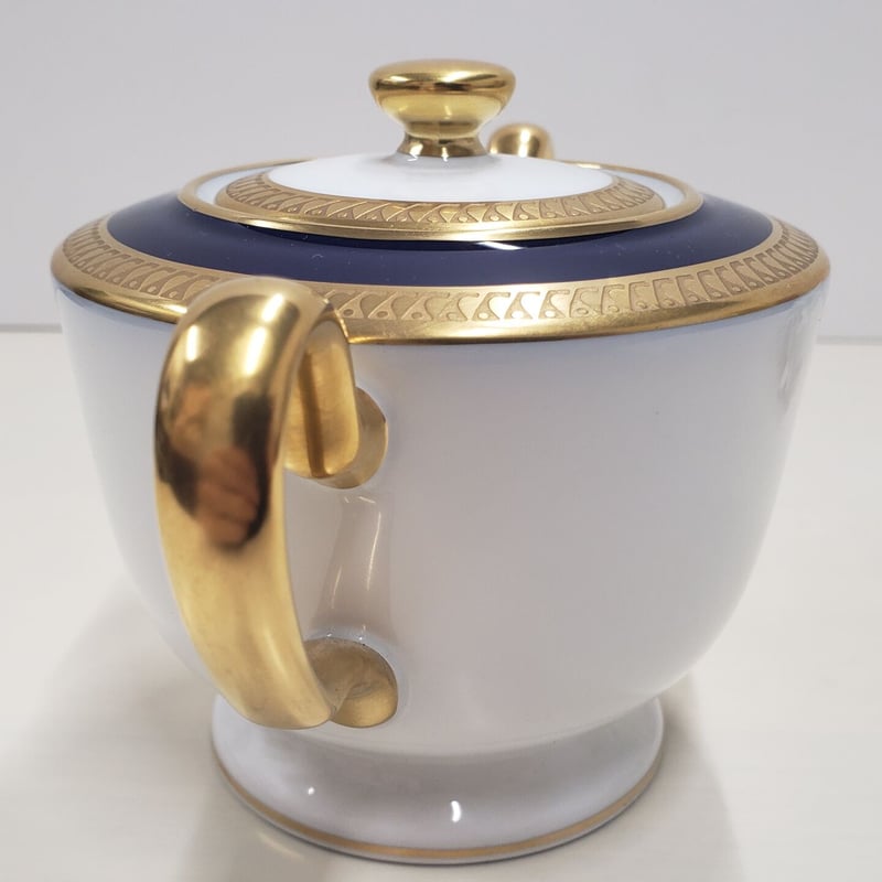 大倉陶園 瑠璃片葉金蝕 シュガーポット(大) | つちや陶器店 大倉陶園 瑠璃片葉金蝕 シュガーポット(大) | つちや陶器店