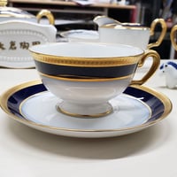 大倉陶園　瑠璃片葉金蝕　ティー・コーヒー碗皿　1客