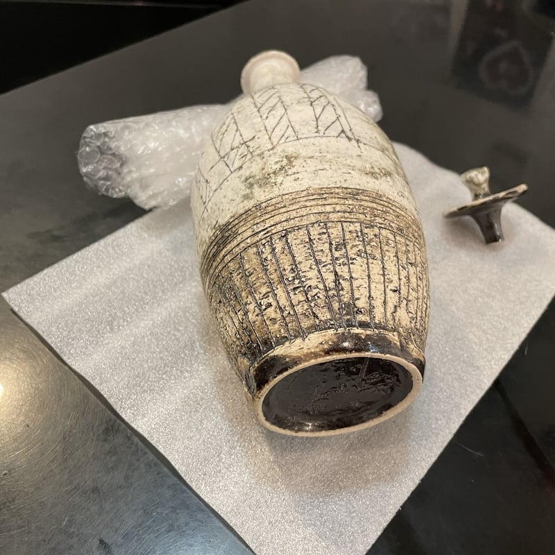 瀬戸焼　古瀬戸　六作長十作　花入　花瓶　時代箱付 V　R4074 瀬戸焼 古瀬戸 六作長十作 花入 花瓶 時代箱付 V