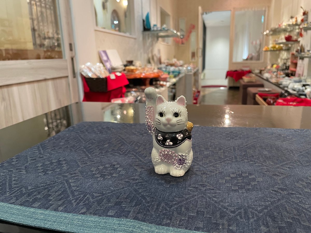 九谷焼 招き猫 まねき猫 花紫 花むらさき | つちや陶器店 九谷焼 招き猫 まねき猫 花紫 花むらさき | つちや陶器店