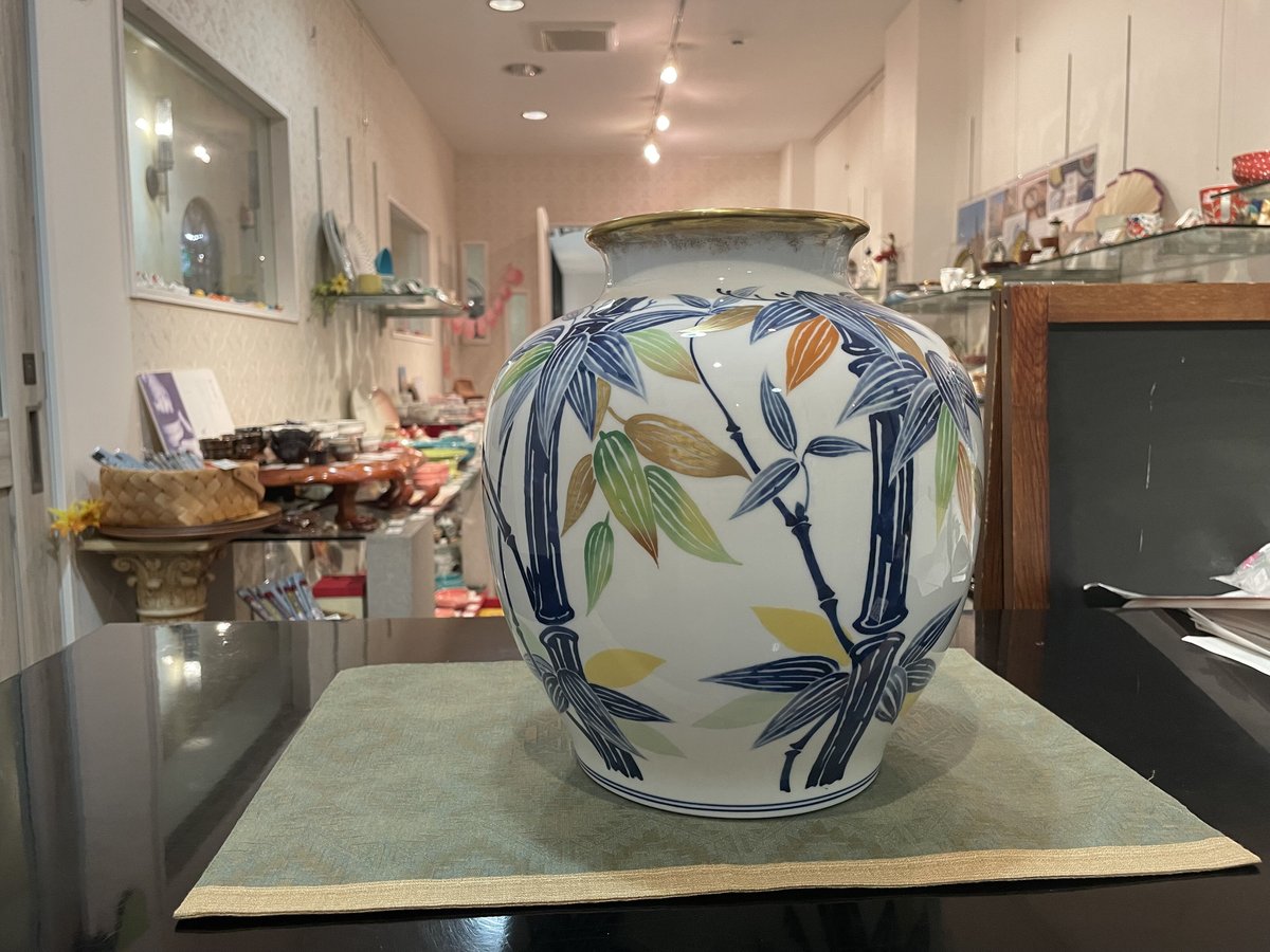 大倉陶園 竹笹花瓶 一品作 昭和38年 | つちや陶器店