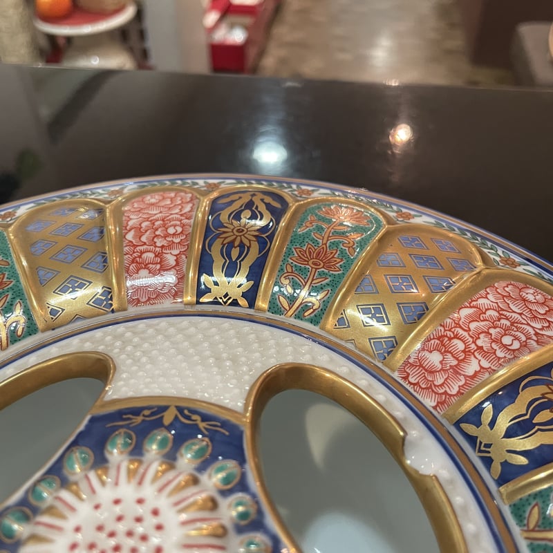 有田焼 林九郎作 金彩松竹梅 鯉狛犬絵 八角盛皿 有田焼 波佐見焼 林