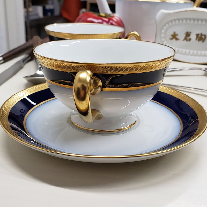 大倉陶園 瑠璃片葉金蝕 ティー・コーヒー碗皿 1客 | つちや陶器店