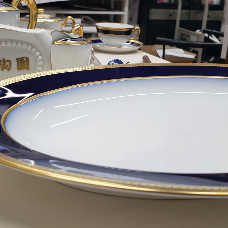 超美品☆大倉陶園☆プラター37cm☆瑠璃片葉金蝕
