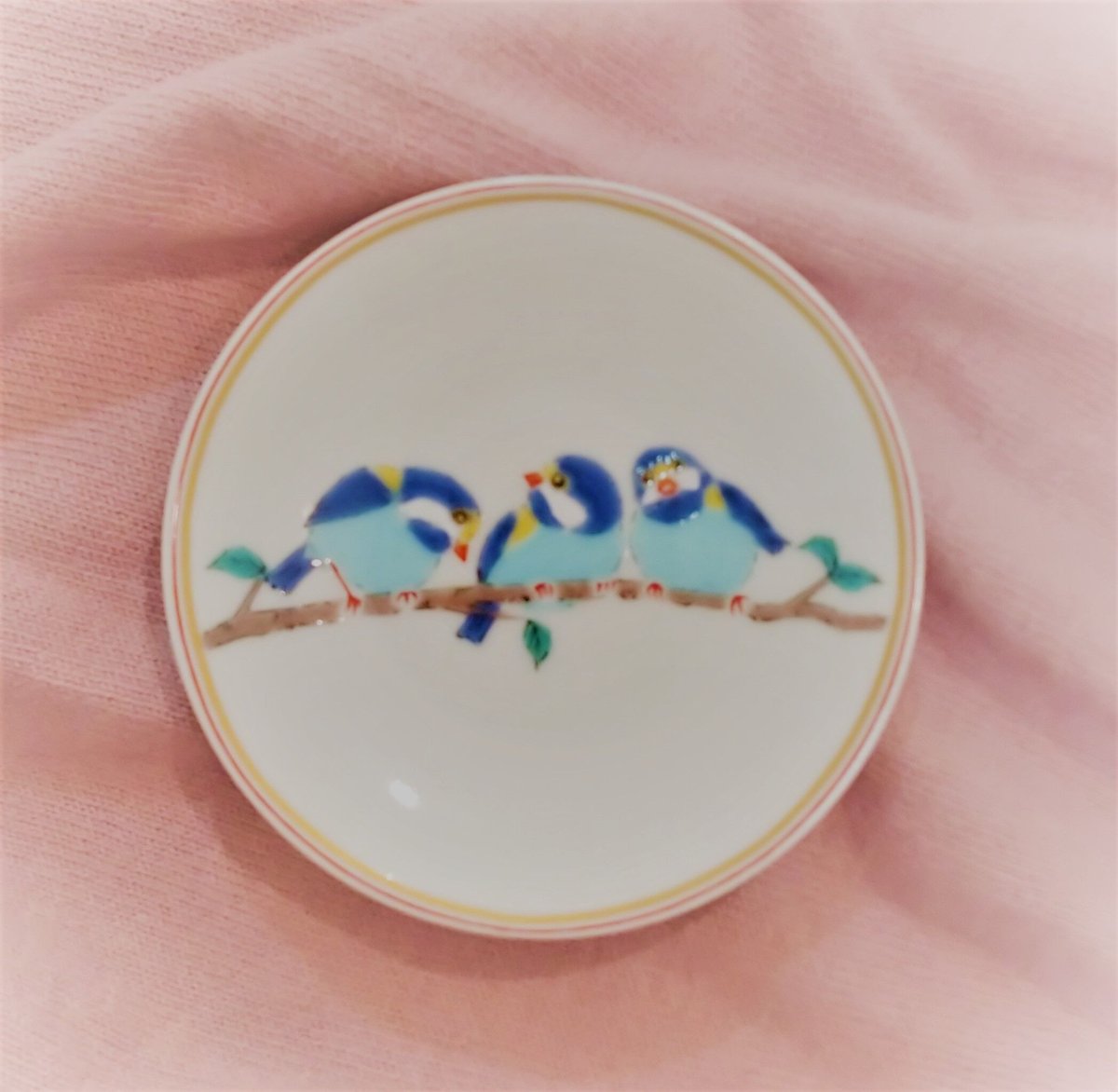 九谷焼 縁起絵変り 山雀（やまがら） 豆皿 KSO-311 | つちや陶器店