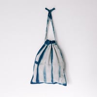 INDIGO リネン巾着 Mサイズ/ 絞り染め