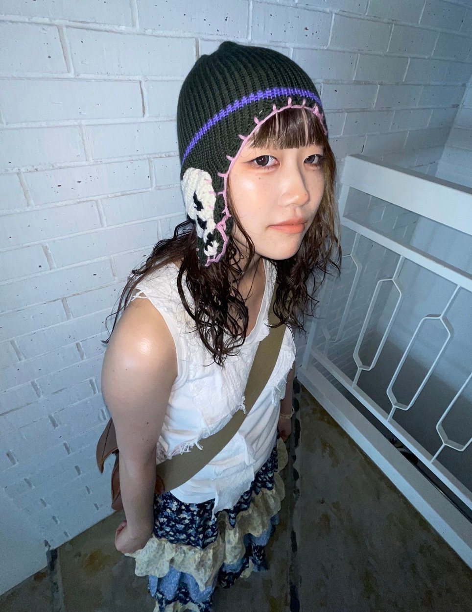 yushokobayashi Aco knit hat skull