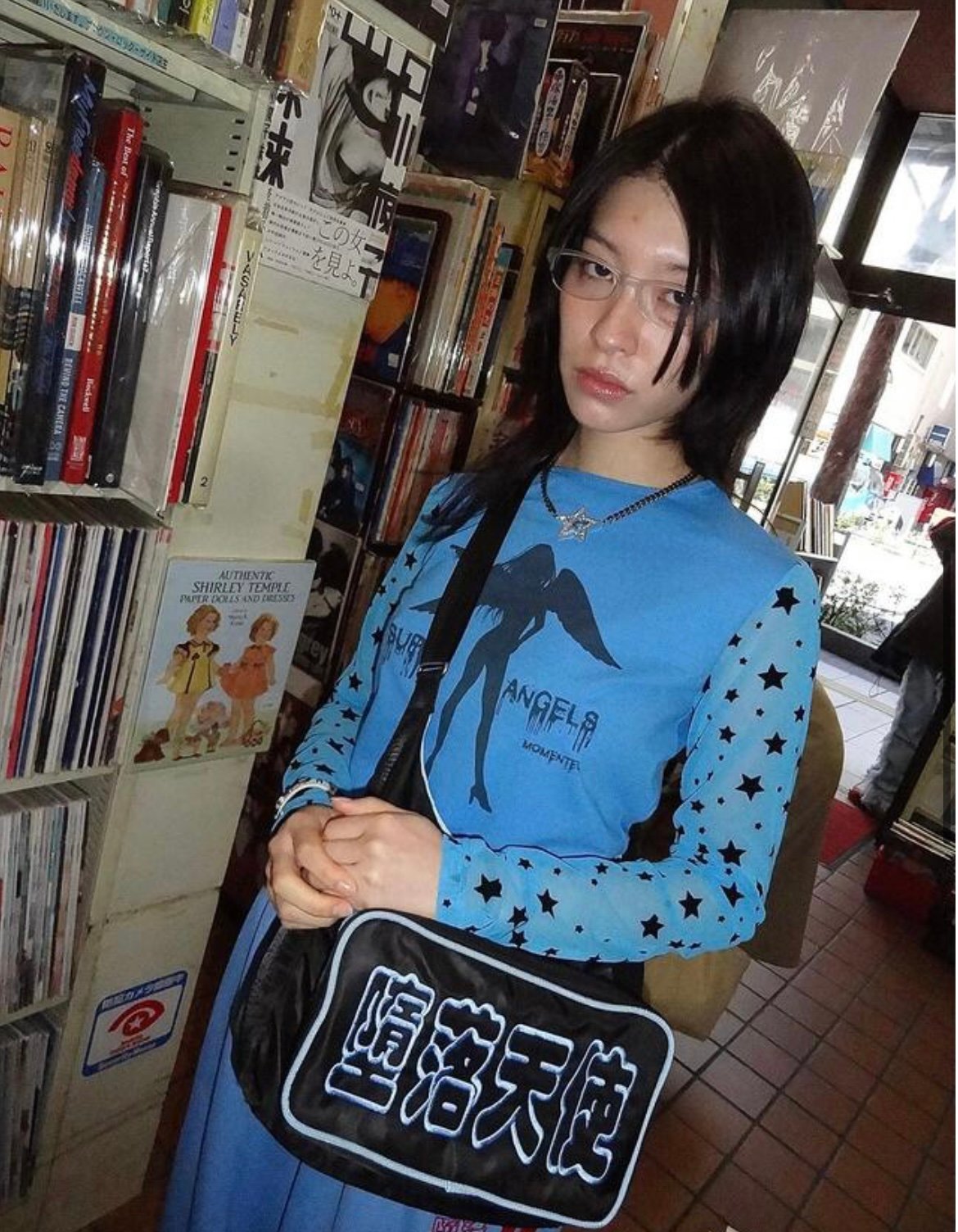 momentel スタースリーブカットソー MOMENTEL / Super Angels Star Mesh T-Shirt (Blue