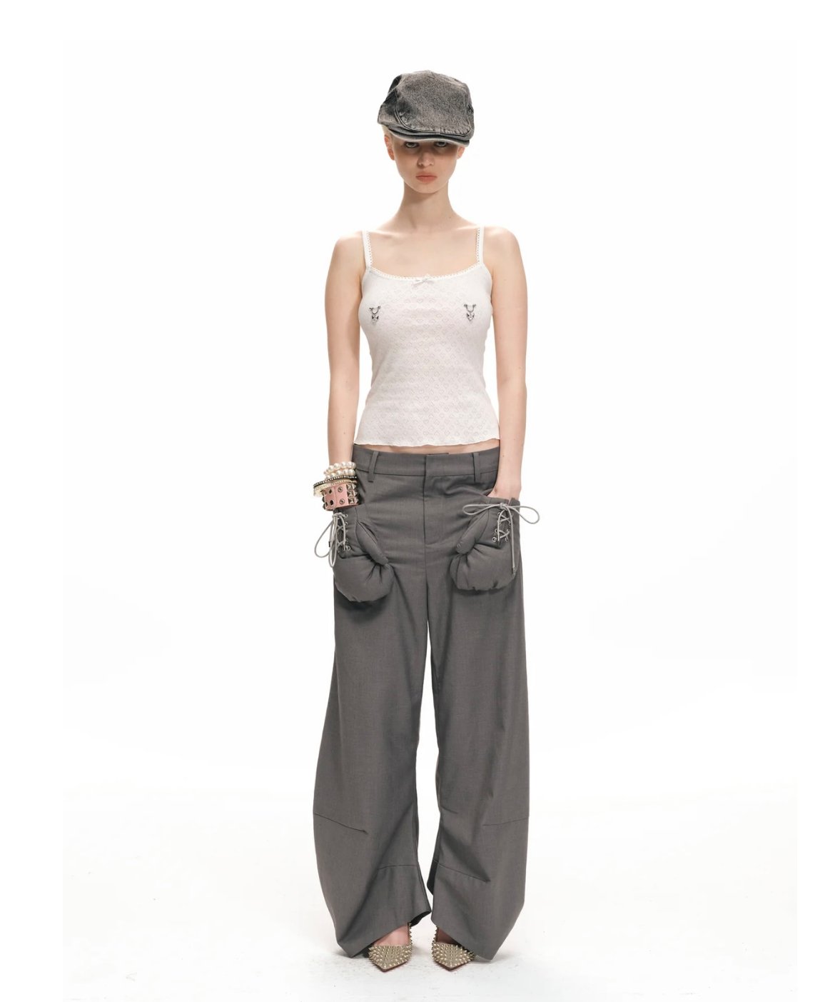 パンツ nodress Nφ DRESS / Gray Boxing Glove Low-Rise Suit Pant