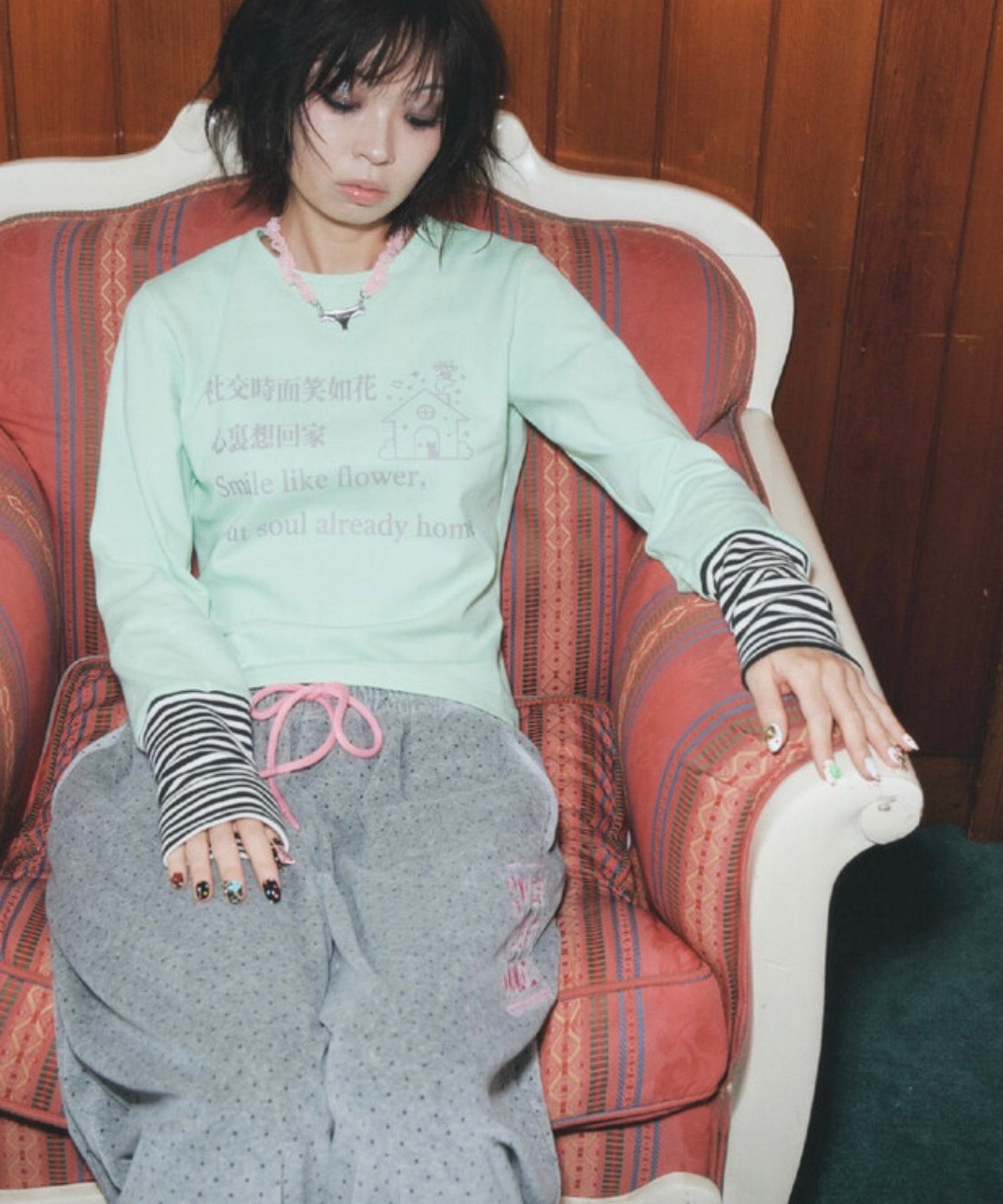 MOMENTEL / Go Home Stripe Long Sleeve (Light gr