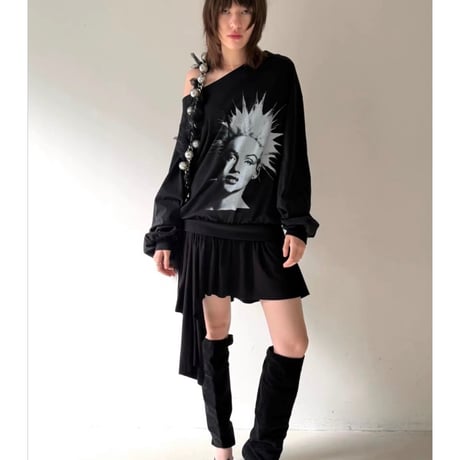 Nodress ミニスカート nodress ミニスカート Nodress black lace trim pleated cotton mini