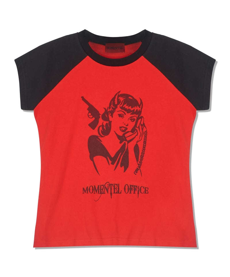 MOMENTEL Office black red nagrang t-shir | I/O