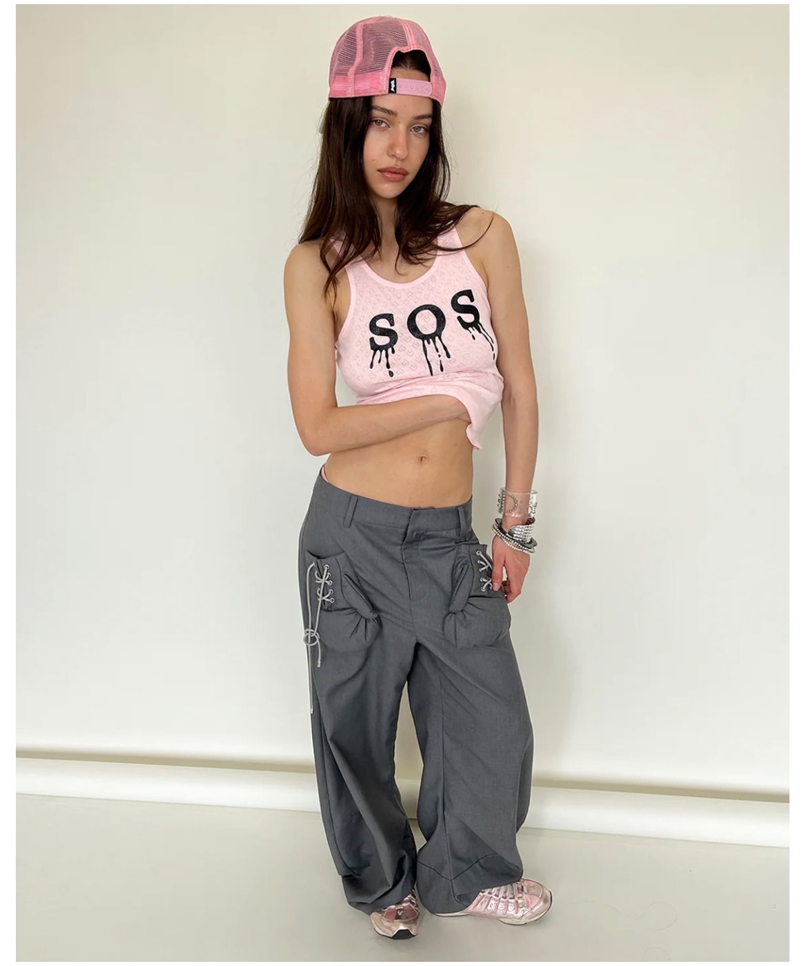 Nφ DRESS / Gray Boxing Glove Low-Rise Suit Pant