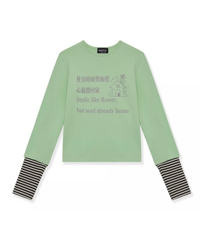 MOMENTEL / Go Home Stripe Long Sleeve (Light gr