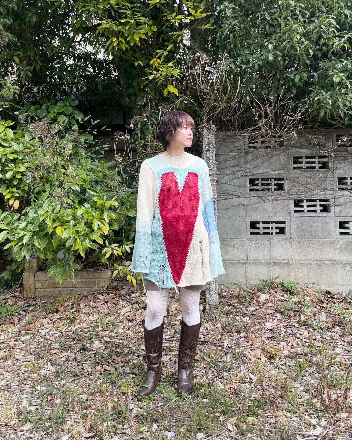 yushokobayashi bigheart knit jumper | I/O PORT